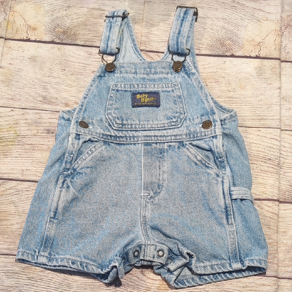 Oshkosh B'gosh Vestbak Vintage  Light Blue Denim Shortalls Size 12 Months